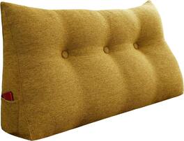 wowmax - Wedge Pillow Headboard for Twin XL - Bolster Cushion with Removable Bed Cover - Yellow
