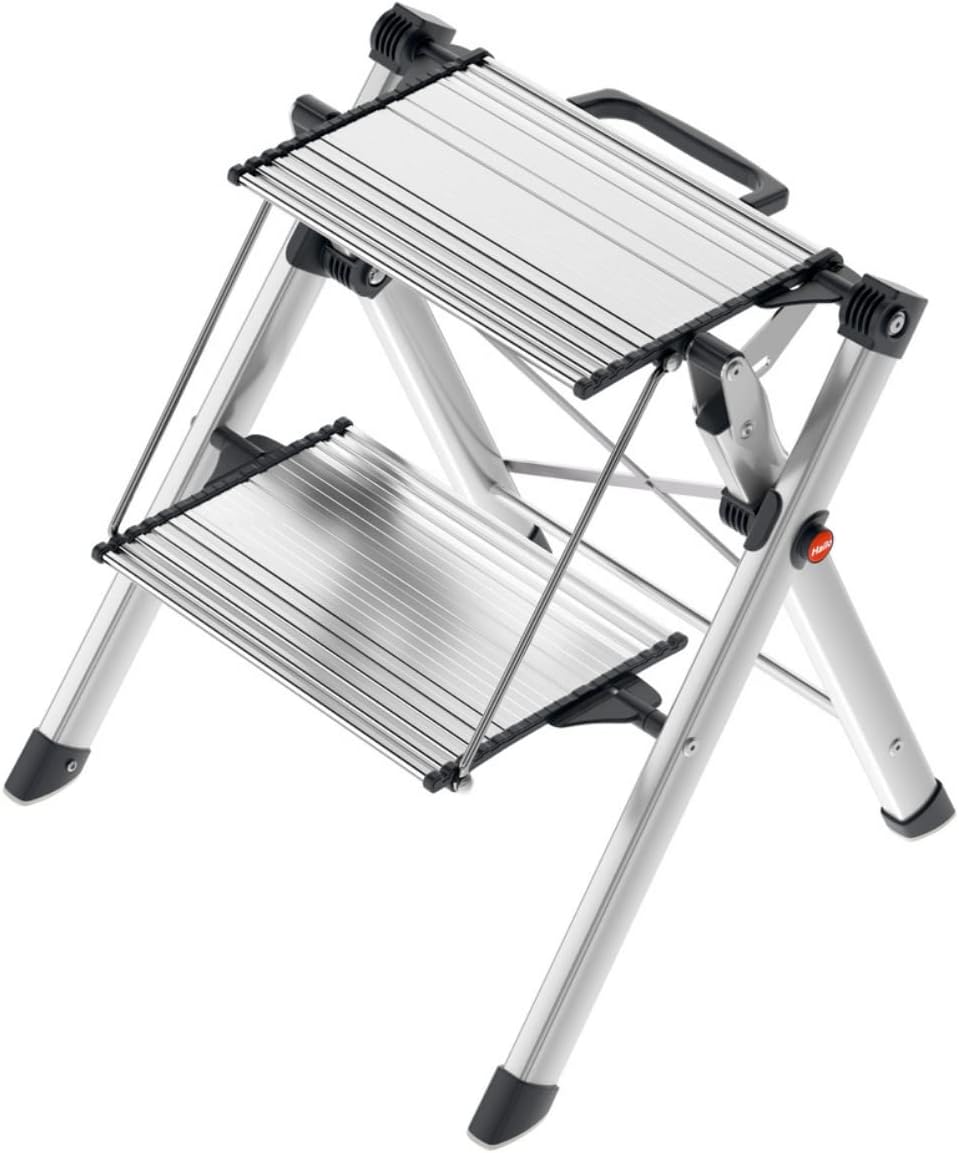 Front. Hailo - MK80 Mini Aluminum Step Stool - Silver.
