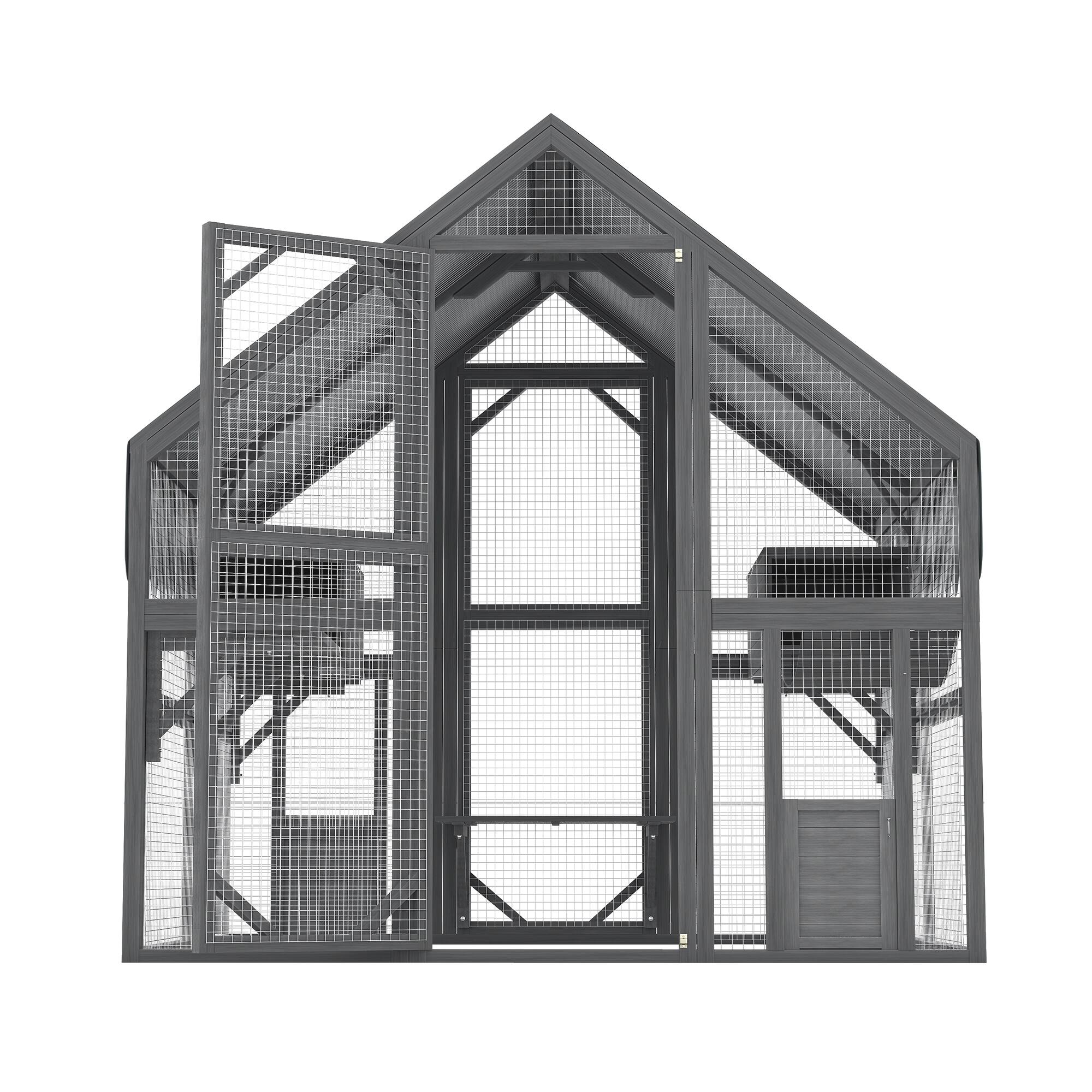 Alt View 7. Loheer - Loheer Large Outdoor Cat Enclosure Solid Wood Feral Cat Shelter Weatherproof Catio.
