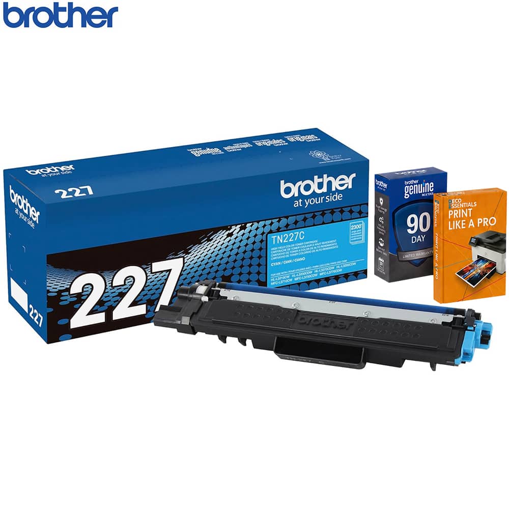 Brother - TN227C Genuine High Yield Toner Cartridge Replacement Cyan Toner with Guide