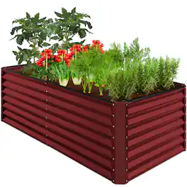 Best Choice Products - 6x3x2ft Outdoor Metal Raised Garden Bed for Vegetables Flowers Herbs - Royal Red