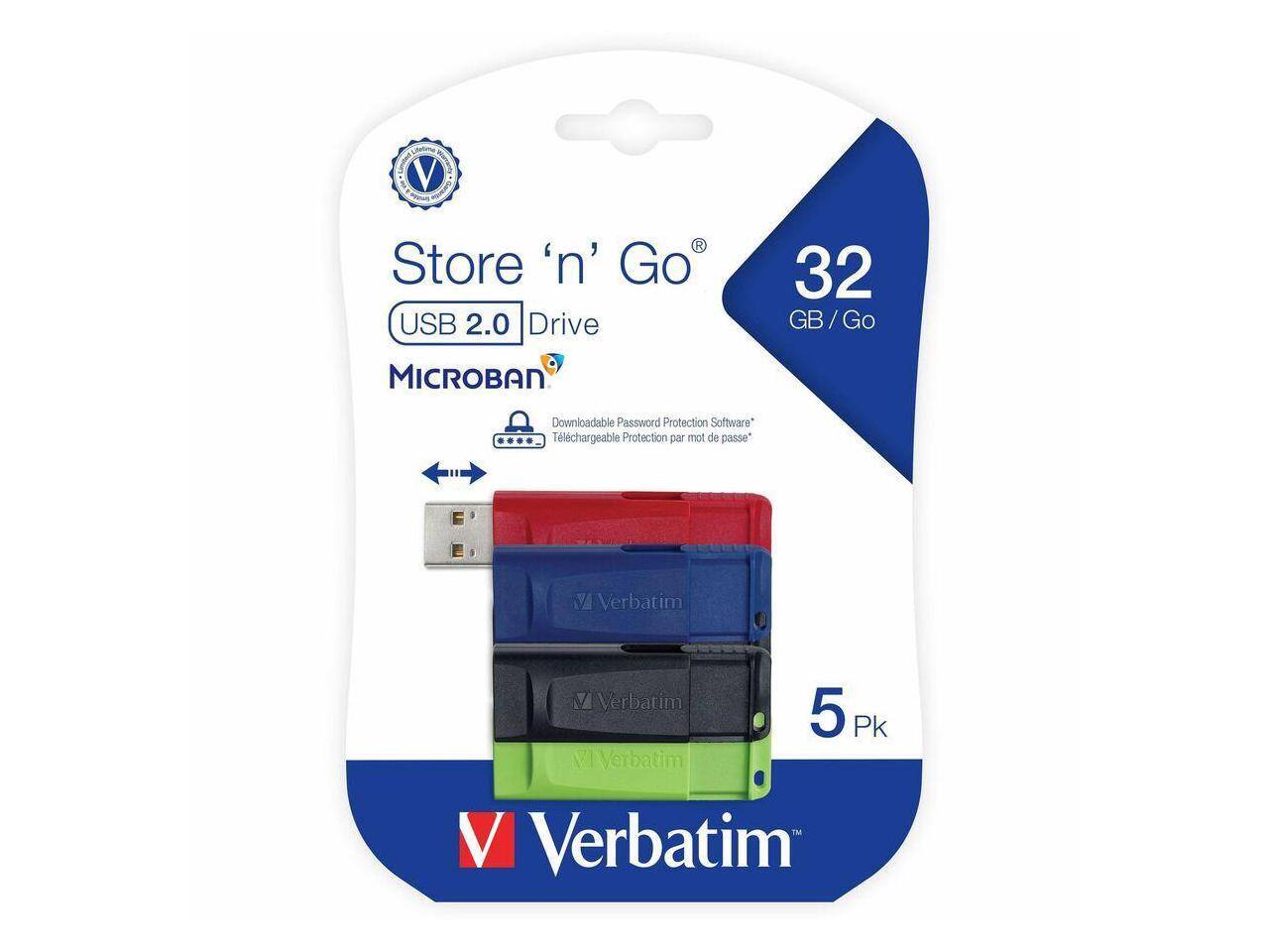 Store 'n' Go USB 2.0 Drive 32 GB/Go MICROBAN Downloadable Password Protection Software Téléchargeable Protection par mot de passe

Verbatim

5 Pk