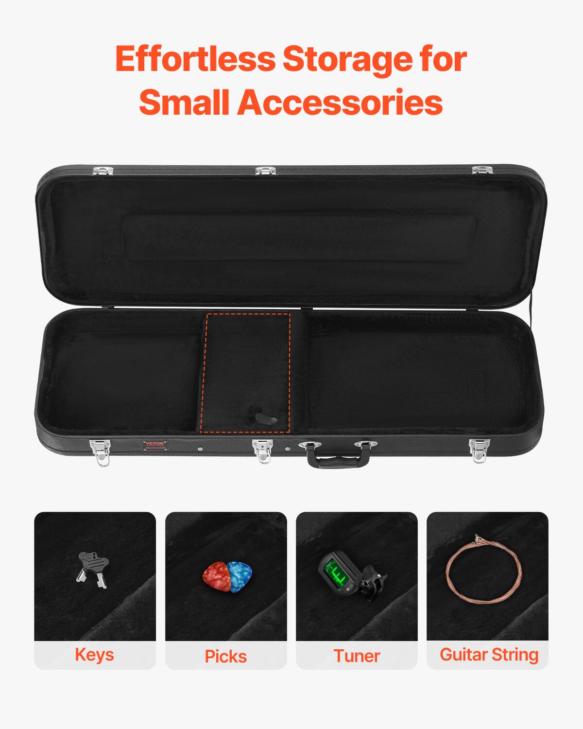 Effortless Storage for Small Accessories

Keys  
Picks  
Tuner  
Guitar String