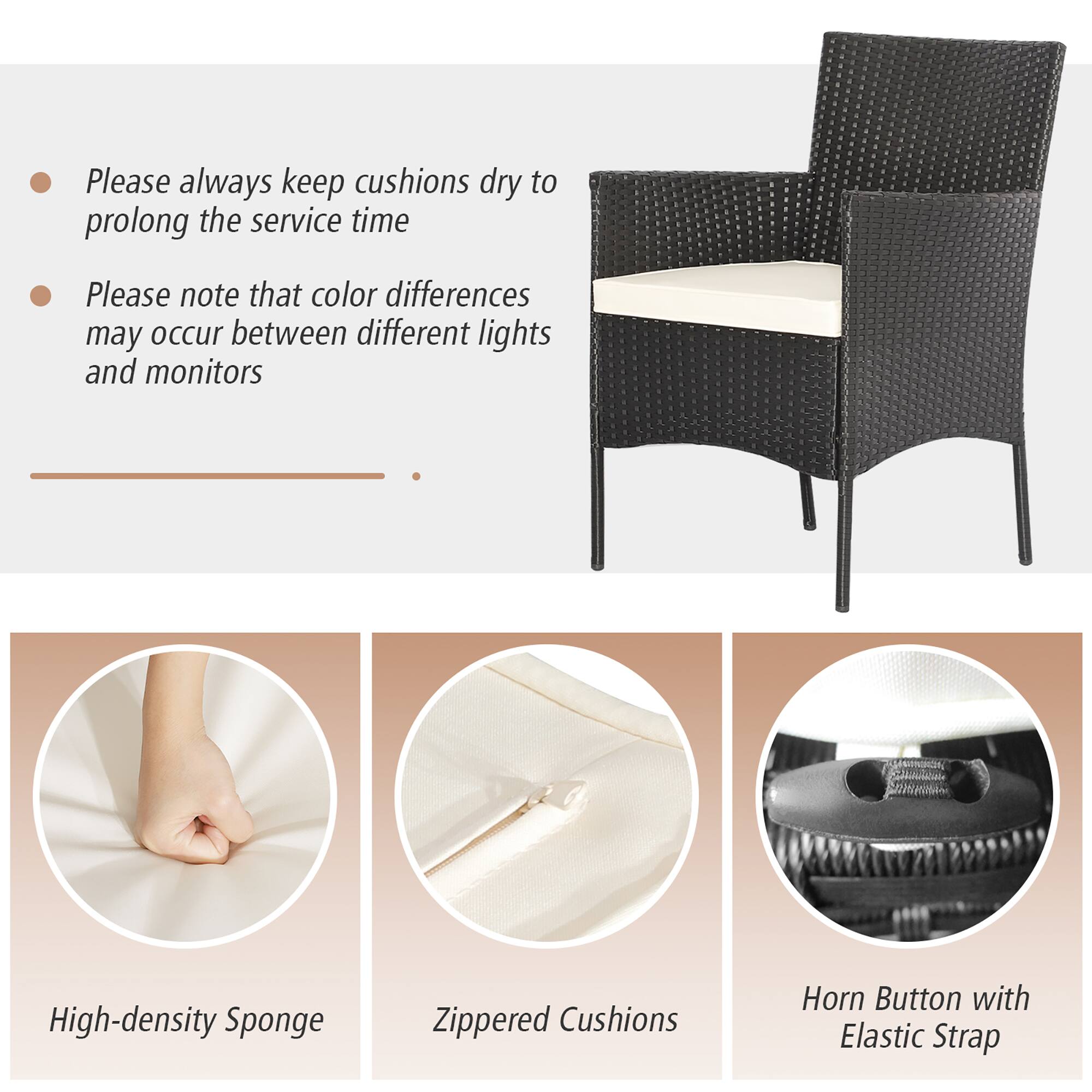 Please always keep cushions dry to prolong the service time
Please note that color differences may occur between different lights and monitors
High-density Sponge
Zippered Cushions
Horn Button with Elastic Strap