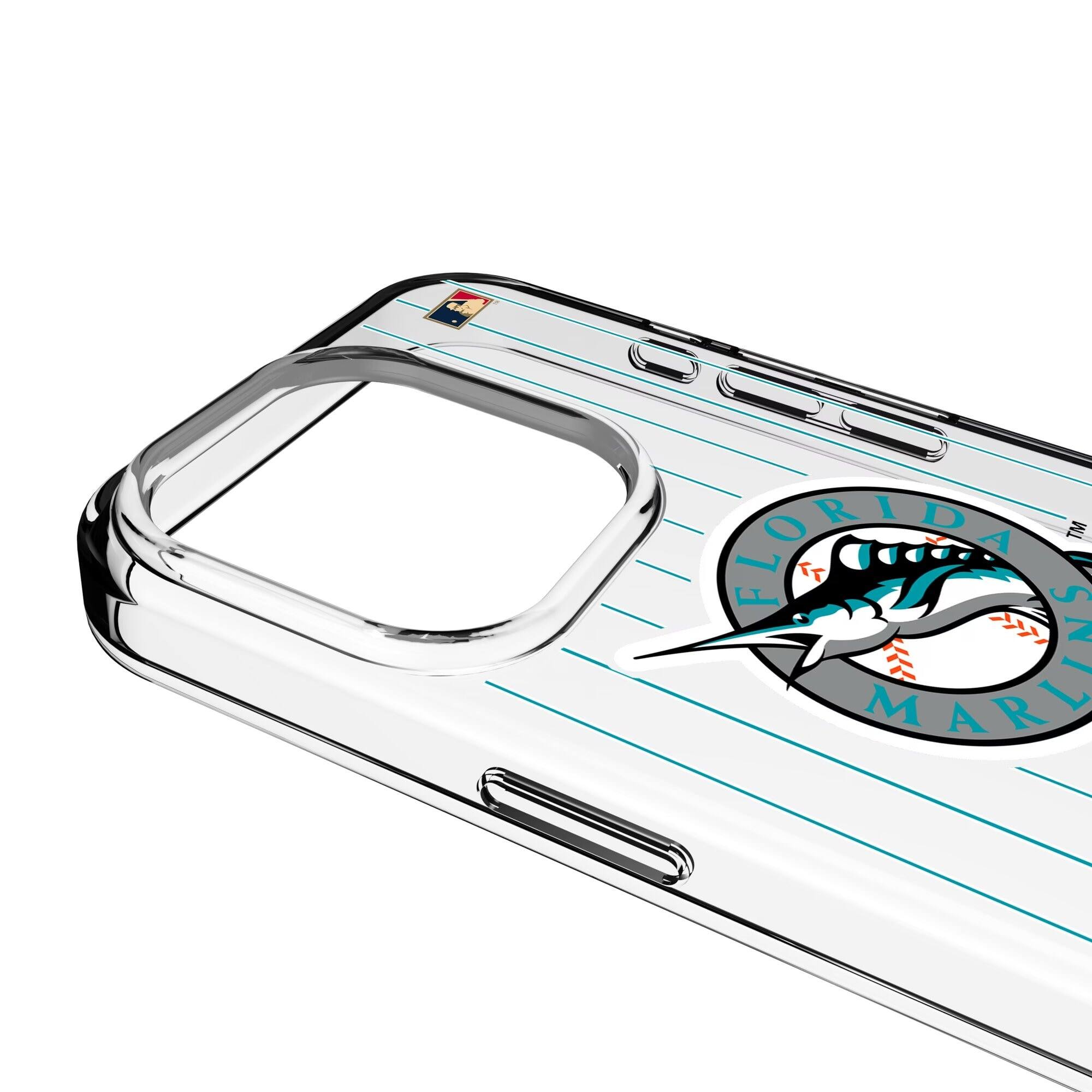 Alt View 2. Keyscaper - Florida Marlins Cooperstown Galaxy Clear Case - 14 Pro - Multicolor.