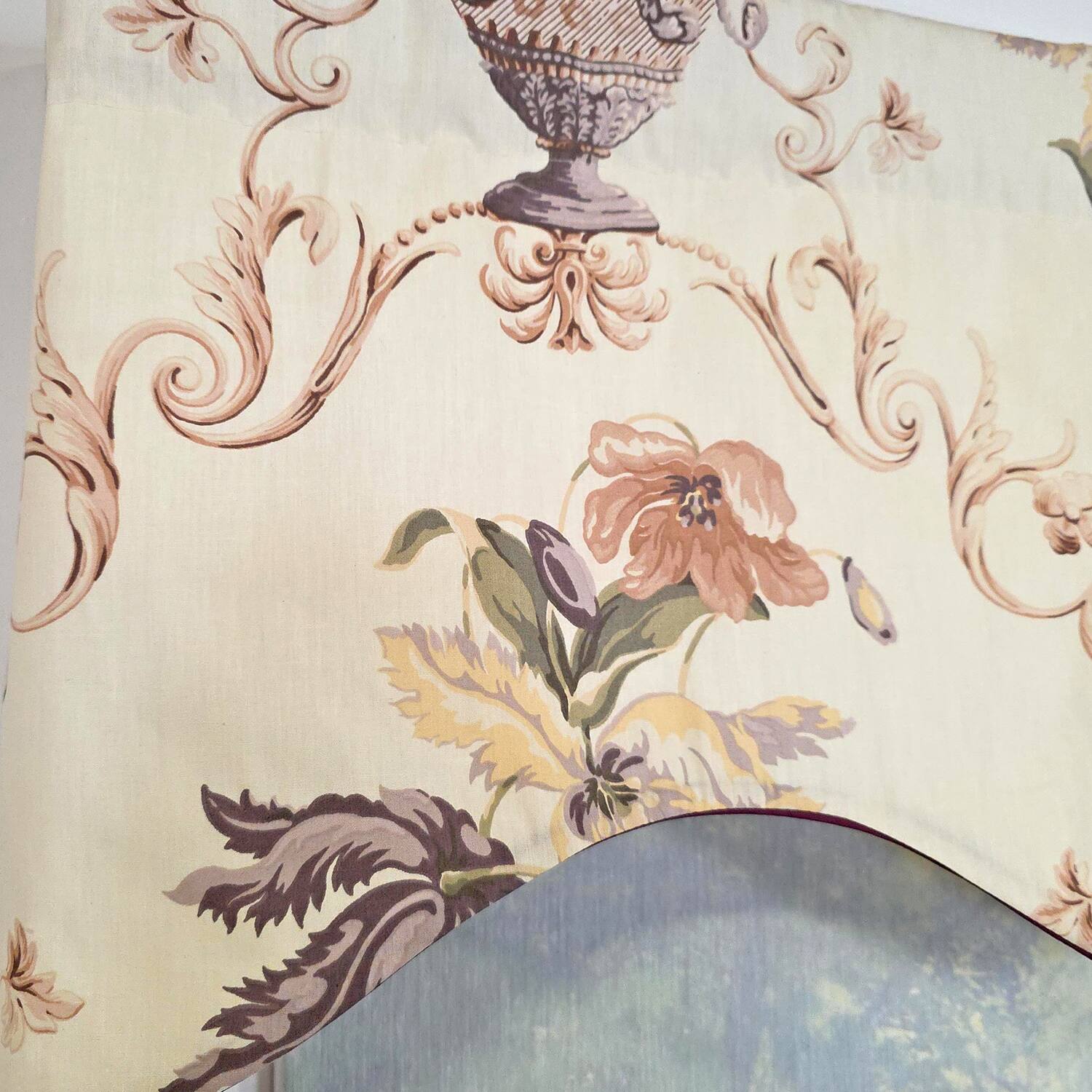 Alt View 2. RLF Home - RLF Home Urn Corded Cornice Window Valance 100% Cotton Lined Rod Pocket 50" x 17" Purple - Purple.