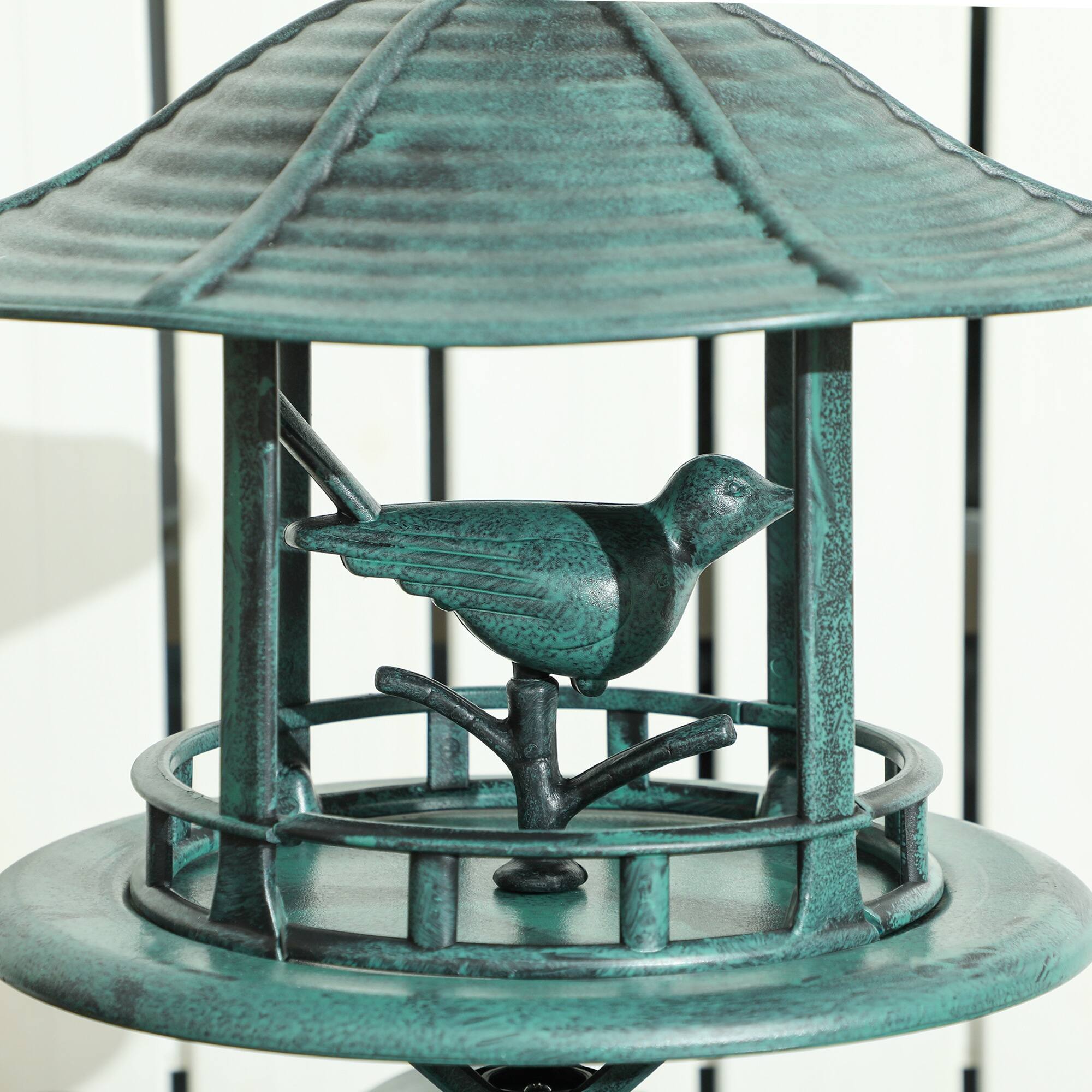 Alt View 7. Outsunny - in 1 Garden Bird Bath Bowl Pedestal with Bird Feeder, Large Water Basin - Green.