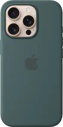 Front. Apple - iPhone 16 Pro Silicone Case with MagSafe - Lake Green.