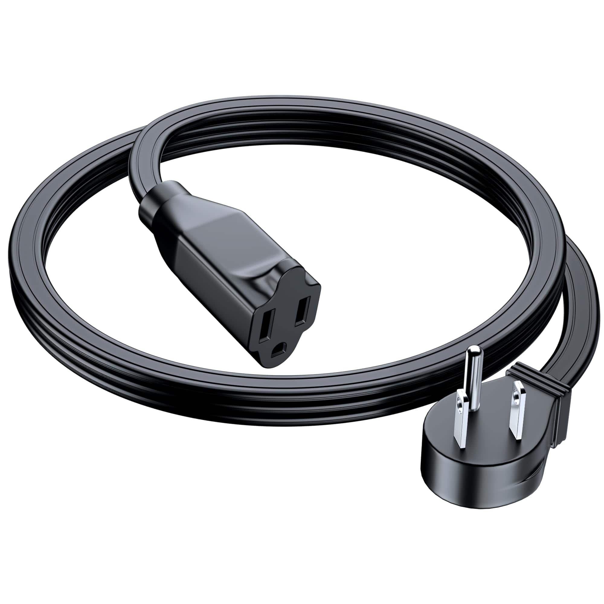 Maximm - Extension Cord (3 ft) 1 Outlet Flat Wire, 3-Prong 45° Angled Flat Plug, 16 AWG Power Cord - UL Certified - Black