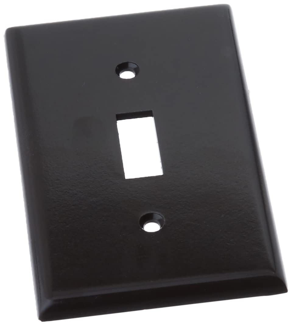 Left. Leviton - 1-Gang Toggle Device Switch Wallplate, Thermoset, Standard Size, Device Mount, 85001 - White.
