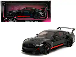 Shelby GT500 "Code Red" with Red Stripes "Pink Slips" Series 1/18 Diecast Model Car by Jada - Black
