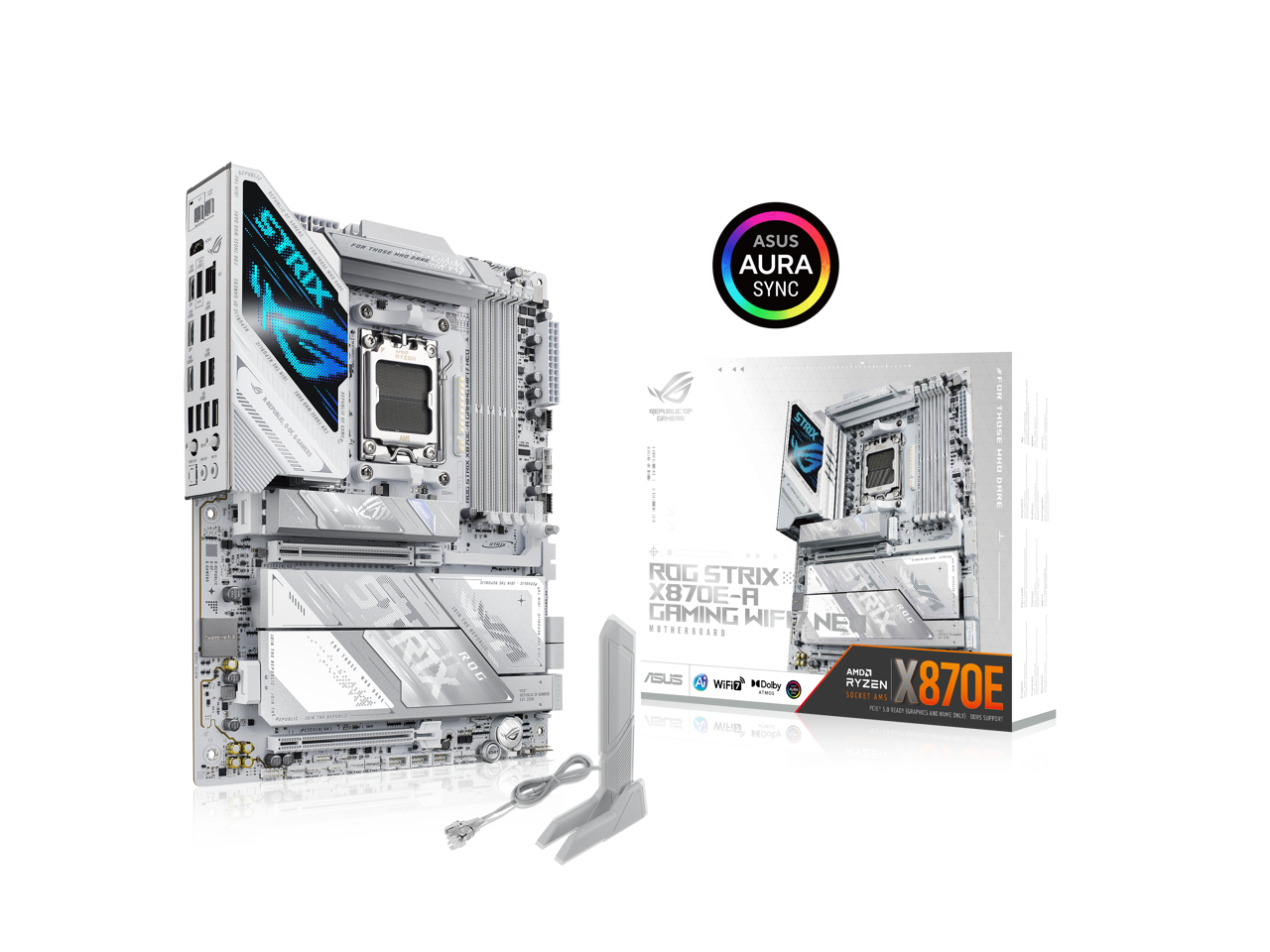 ROG STRIX X870E-A GAMING WIFI NE  
MOTHERBOARD  
AMD  
ASUS AURA  
WIFID  
ASUS AURA SYNC  
AMD RYZEN