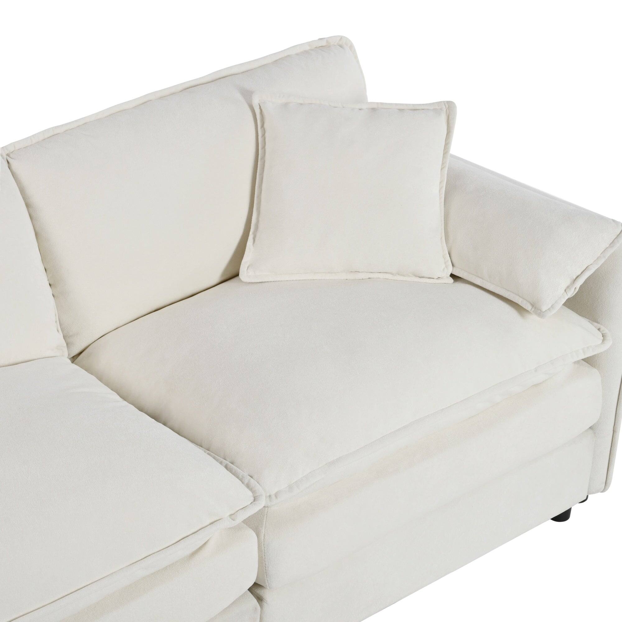 Alt View 7. Boyel Living - Modern Minimalist Beige Chenille Sofa with Side Storage Pockets 2-Seat - Beige.