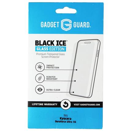 GADGET GUARD.
BLACK ICE GLASS EDITION
Premium Tempered Glass Screen Protector
IMPACT PROTECTION
SCRATCH RESISTANT
ULTRA-CLEAR
LIFETIME WARRANTY
VISIT GADGETGUARD.COM
fits Kyocera Duraforce Ultra 5G
