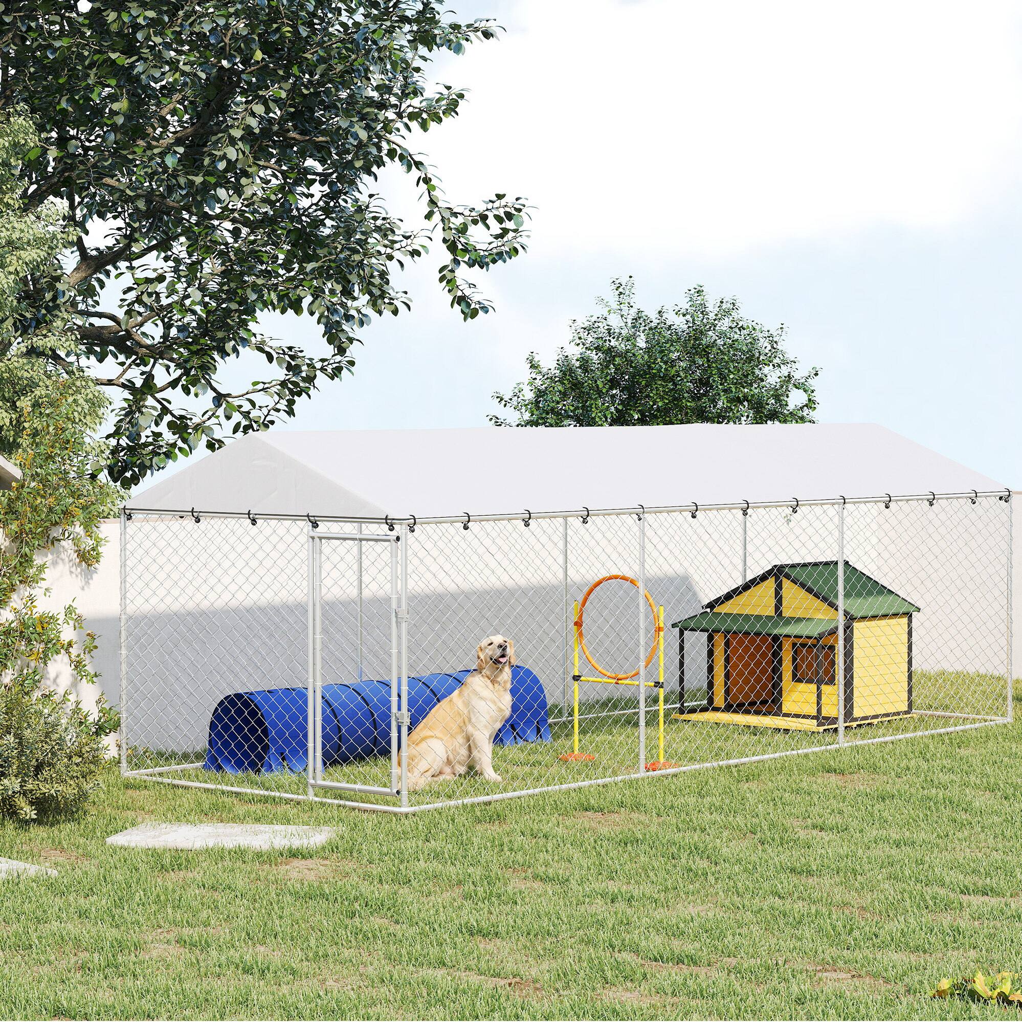 Alt View 1. Pawhut - x 7.5' x 6.5' Dog Kennel Outdoor for Small Medium Large Dogs with Waterproof Roof - Silver.