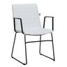 LeisureMod - Zylar Office ArmChair with PU Leather, Foam Cushion, Stainless Steel Base & Ergonomic Support - White
