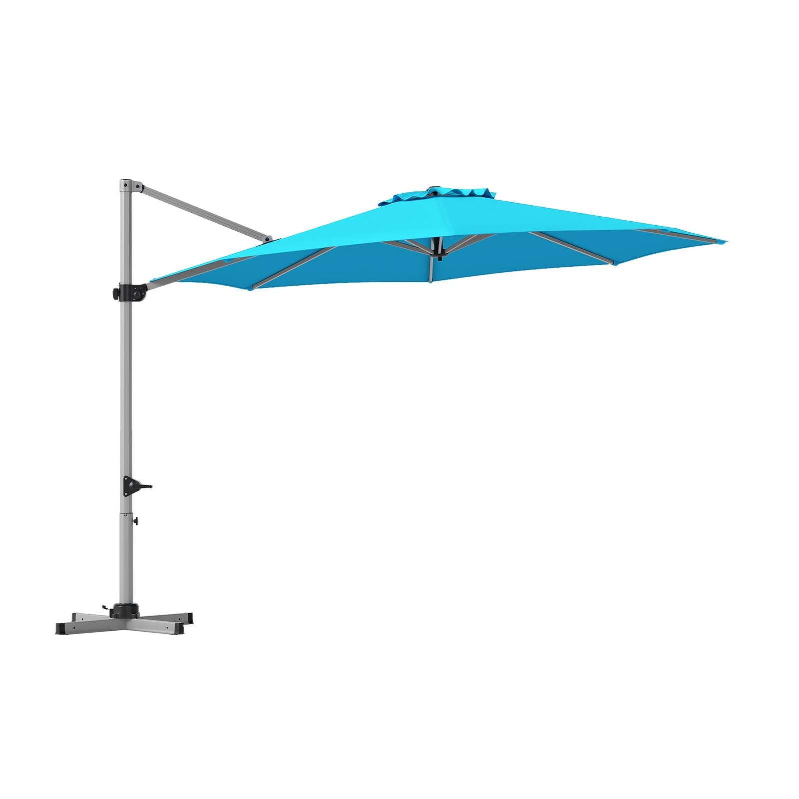 Alt View 9. Costway - Costway 11FT Cantilever Outdoor Umbrella, Large Offset Umbrella with 360-Degree Rotation - Light Blue.