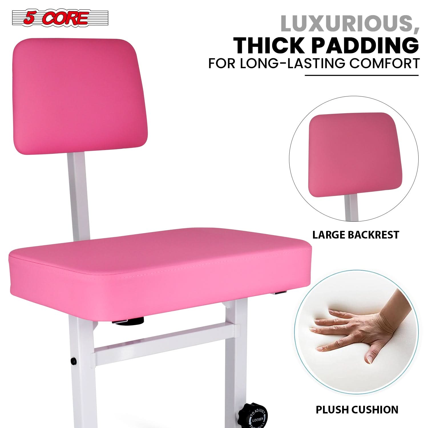 5 CORE, LUXURIOUS, THICK PADDING FOR LONG-LASTING COMFORT, LARGE BACKREST, PLUSH CUSHION