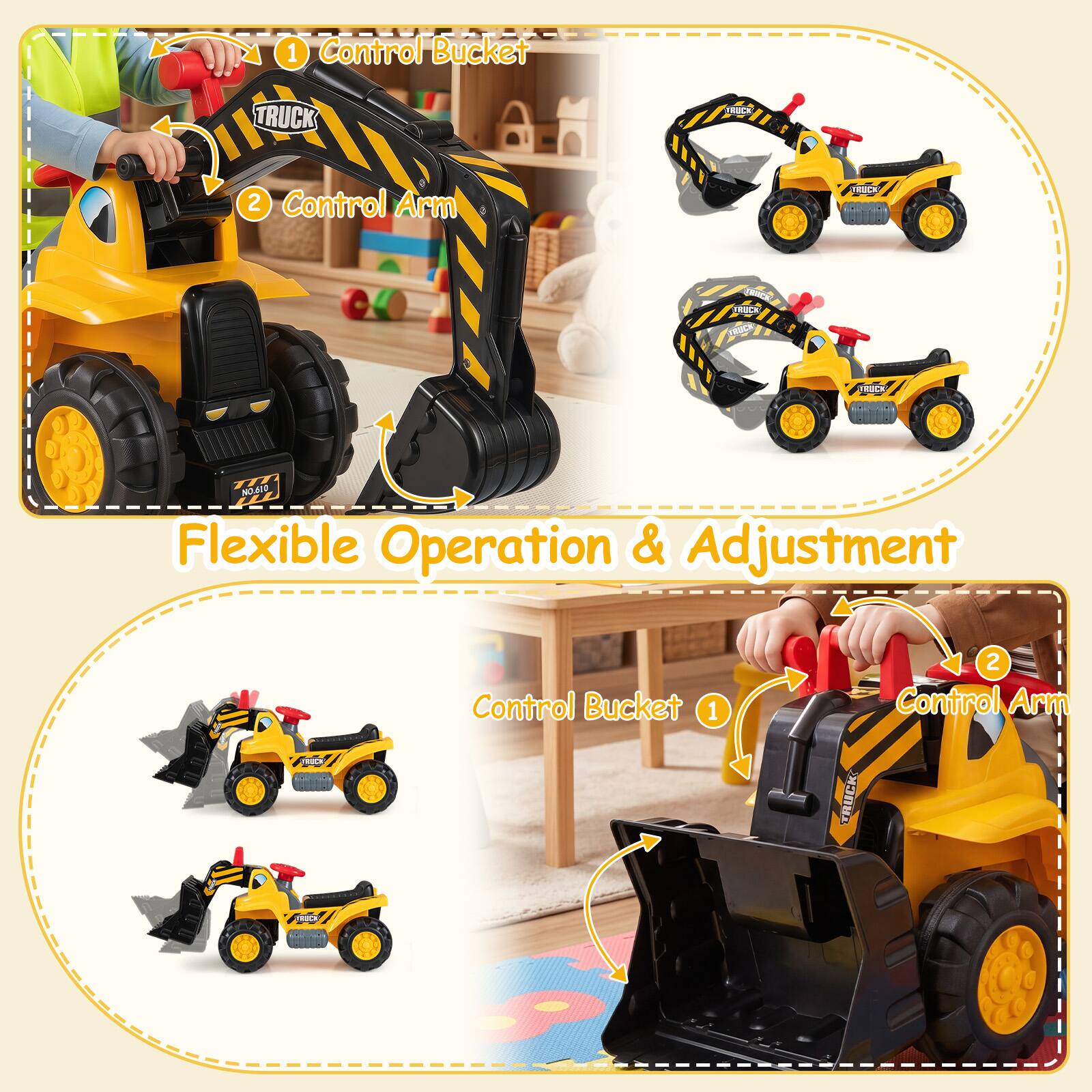 1 Control Bucket  
TRUCK  
TRICE  
2 Control Arm  
RICE  
1330CM FRUCK  
TRUCK  
m NO.610 Flexible Operation & Adjustment  
RUCK  
Control Bucket 1  
TRUCK  
2 Control Arm