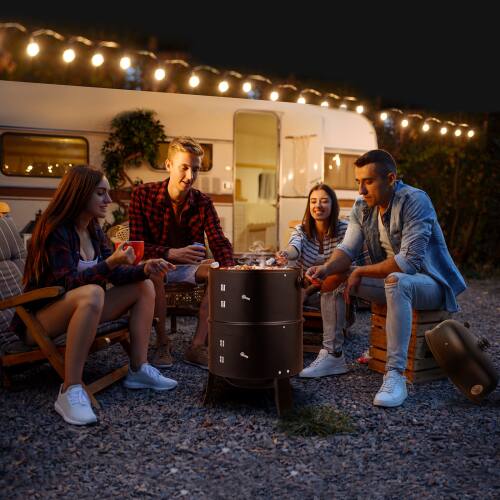 Alt View 10. Winado - Charcoal Smoker BBQ Grill 3in1 Outdoor Vertical Smokers Portable Meat Cooker for Camping Picnic - Black.