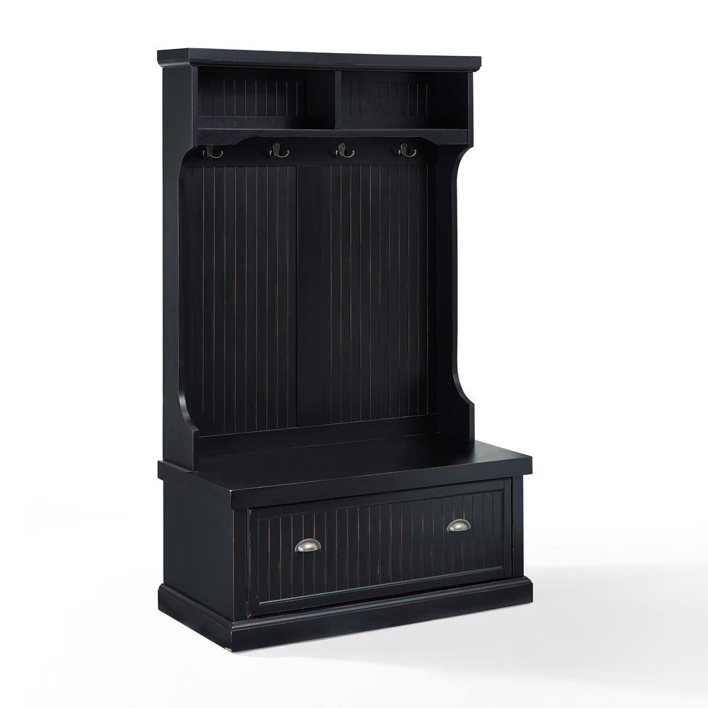 Alt View 1. Crosley Furniture - Seaside Hall Tree - Distressed Black.