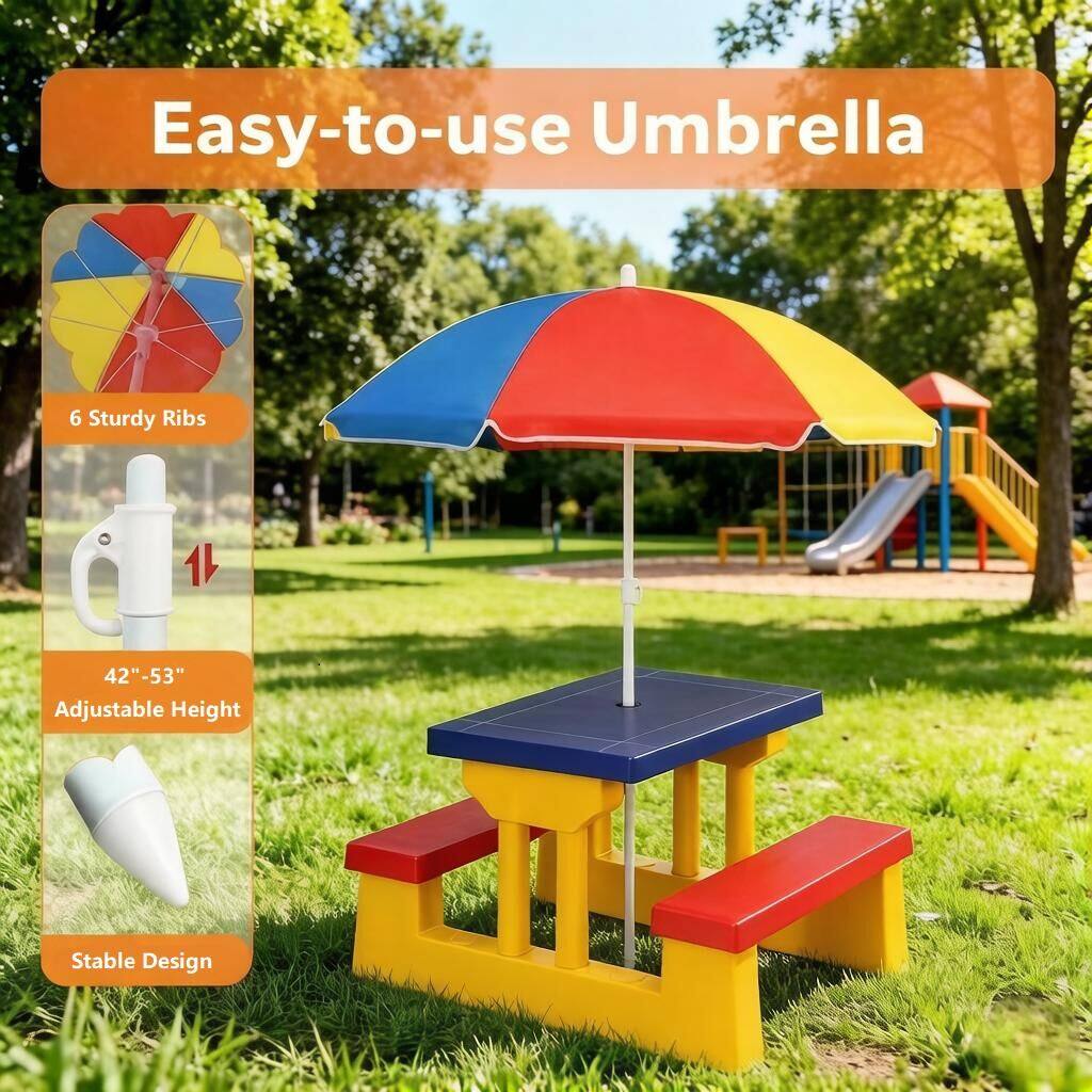 Easy-to-use Umbrella  
6 Sturdy Ribs  
42"-53" Adjustable Height  
Stable Design