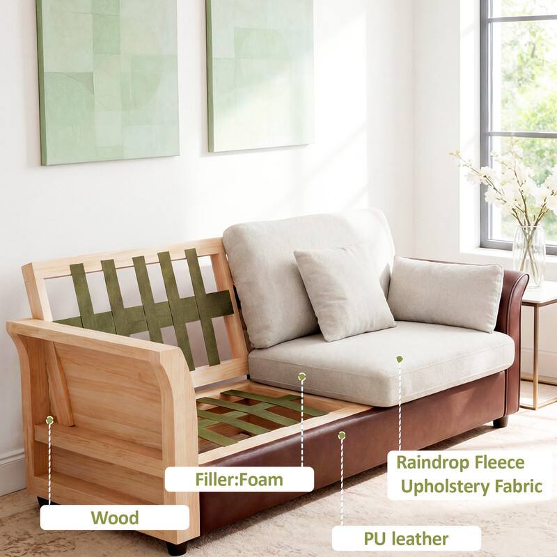 Wood Filler: Foam  
Raindrop Fleece Upholstery Fabric  
PU leather