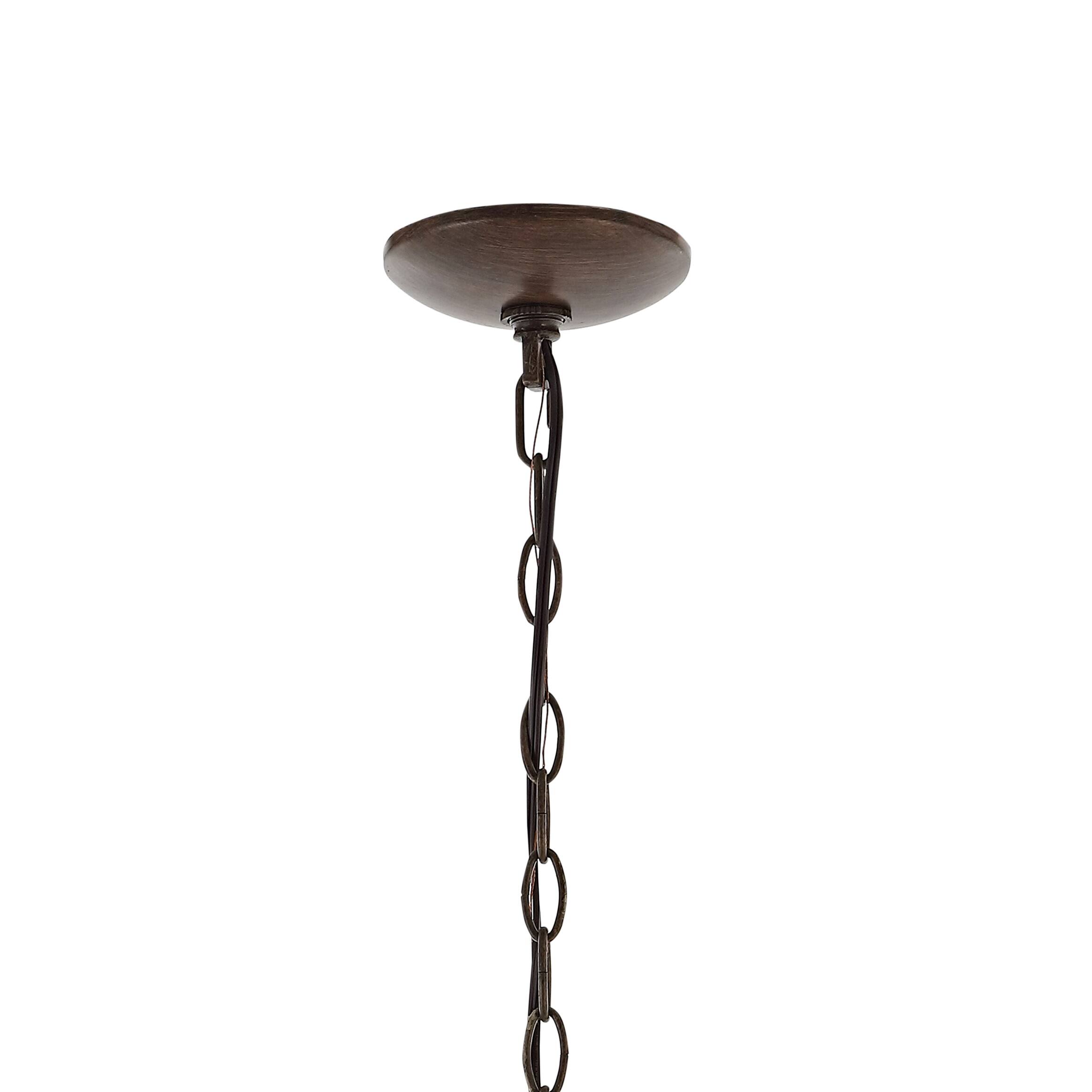 Alt View 5. Jonathan Y - Oakley 25" 6-Light Midcentury Farmhouse Iron LED Chandelier, Wood Finished/Oil Rubbed Bronze - Light Brown/Oil Rubbed Bronze.