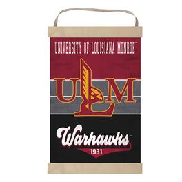 Jardine - ULM Warhawks Reversible Retro Logo Banner Sign - Maroon