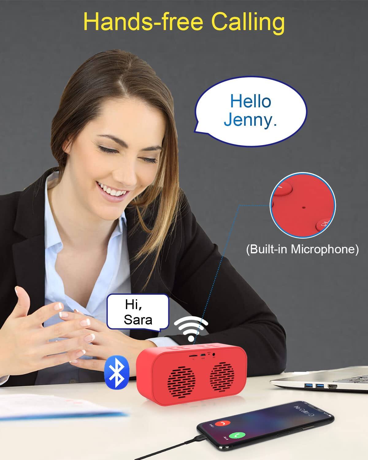 Hands-free Calling

Hello Jenny.  
(Built-in Microphone)  

Hi, Sara!