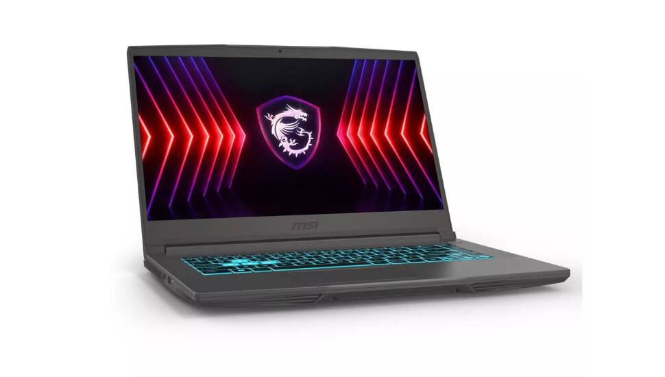 Angle. MSI - MSI Thin 15 B13VE-3023US: laptop 15.6" FHD 144Hz, i5-13420H, RTX 4050, 16GB DDR4, 512GB SSD win11 Gray - Grey.