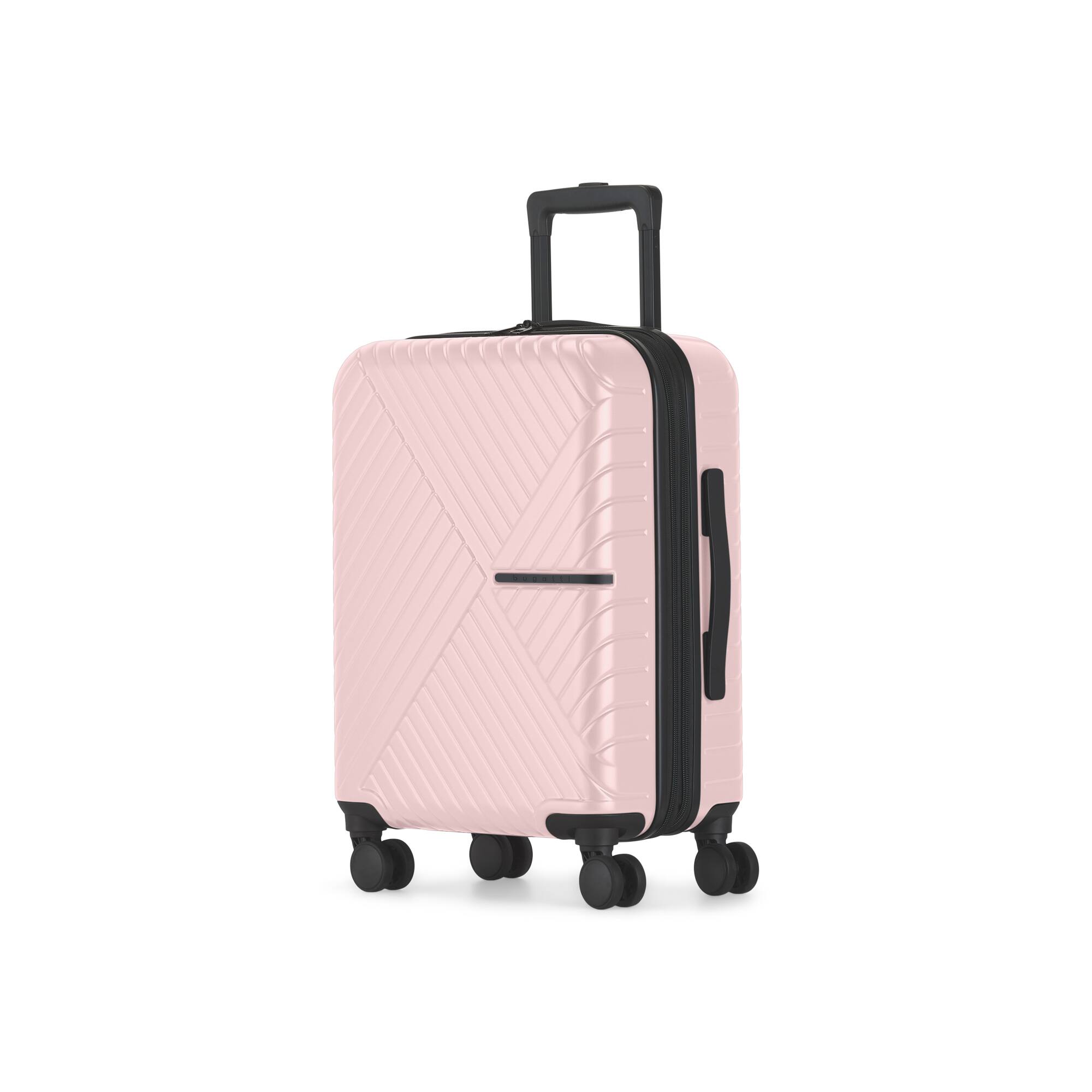 Angle. Bugatti - Berlin 3 Piece Hardside Luggage Set with Expansion - Pink.