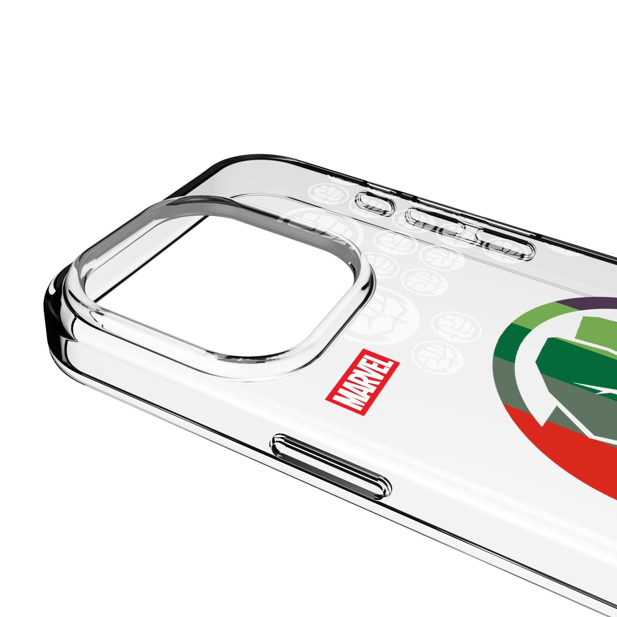 Left. Keyscaper - Marvel Sigil Clear Phone Case - Apple iPhone 15 Plus - Hulk.