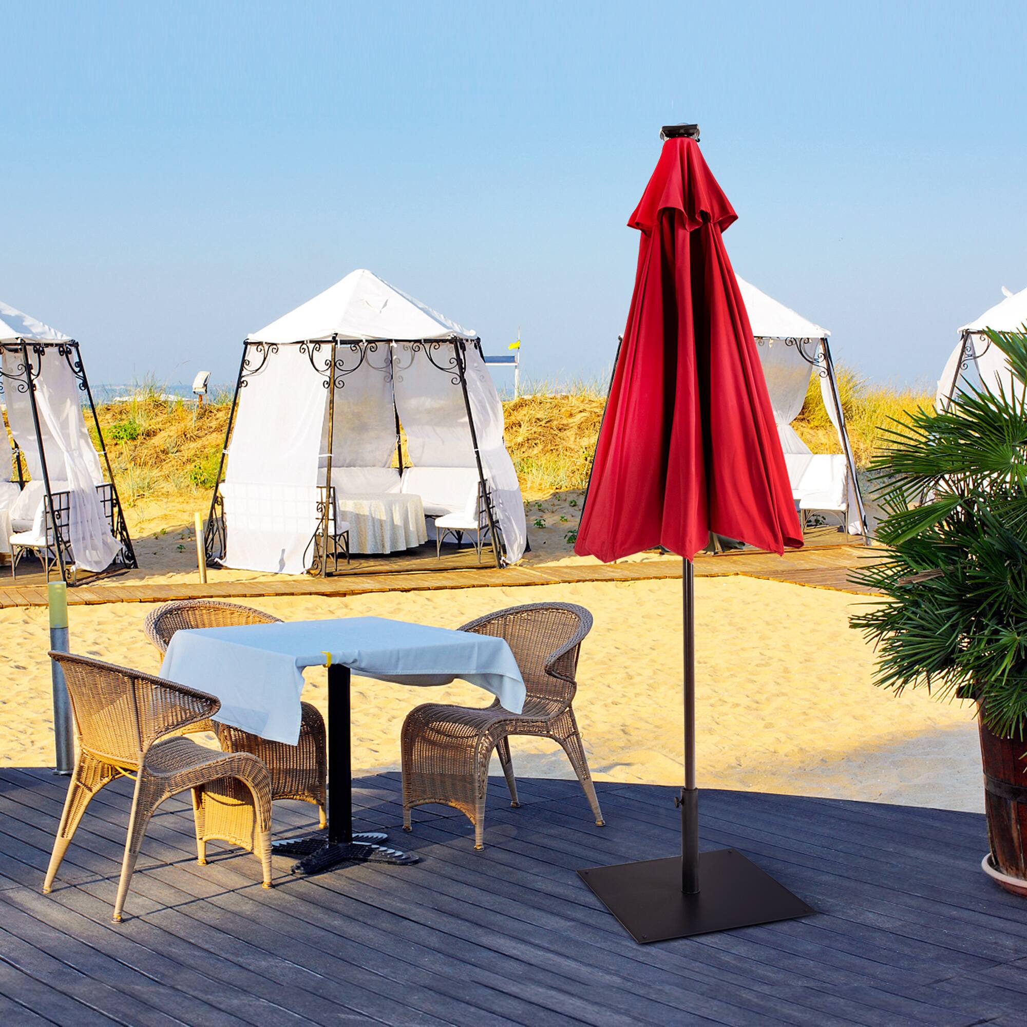 Alt View 2. Gymax - Gymax Square Weighted Patio Umbrella Base Stand 40 lbs Outdoor w/ 3 Adapters - Black.