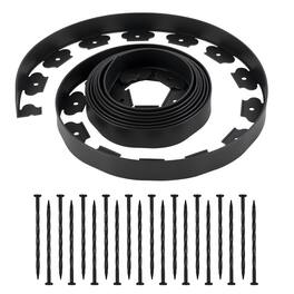 VEVOR - 20 ft x 2 in Landscape Edging,Plastic Garden Border Edging with 120 Spikes, No Dig, Flexible Lawn Edgings Roll - Black