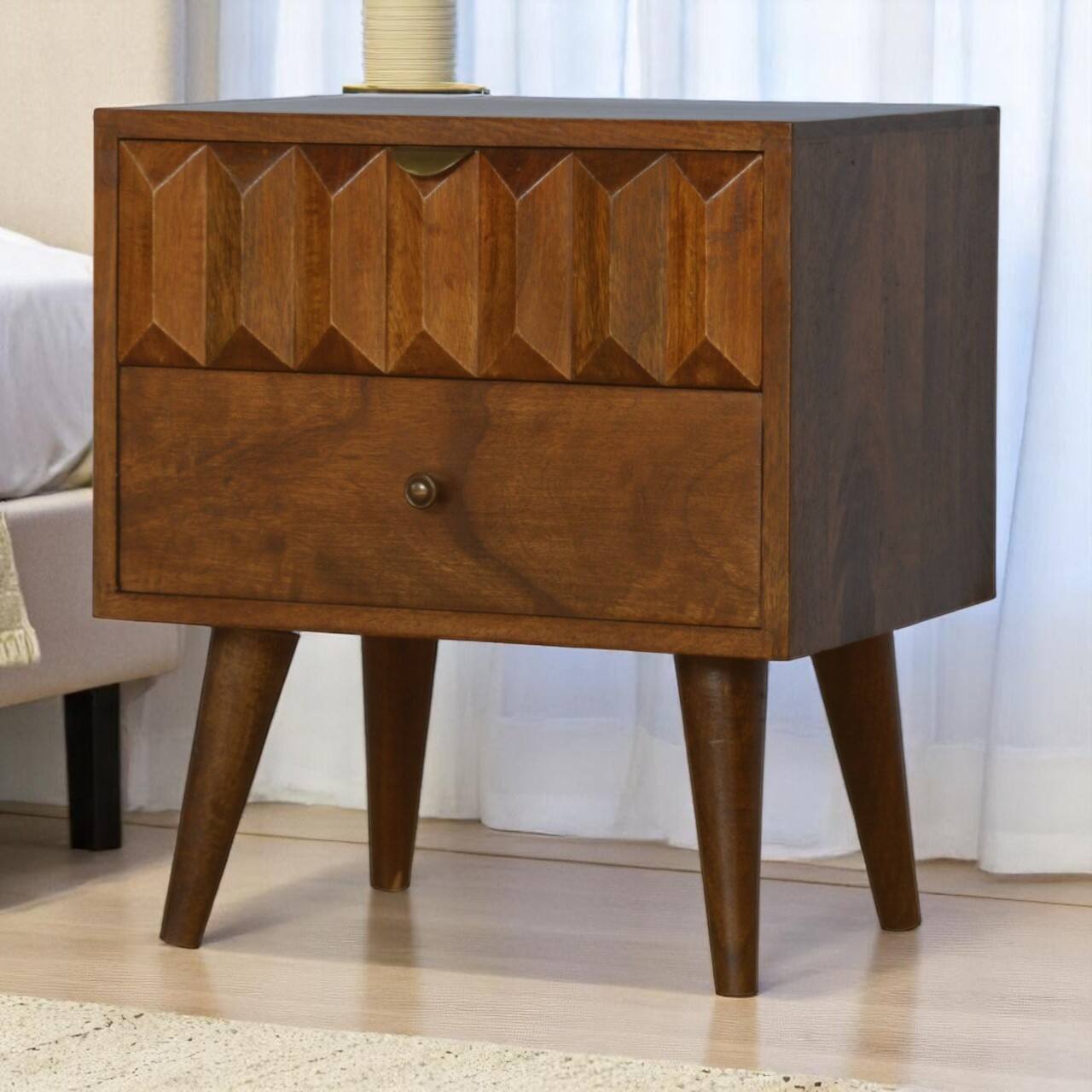 Alt View 6. Artisan Furniture - Artisan Furniture Solid Wood Chestnut Prism Nightstand, 1 Drawer, Dark Brown - Chestnut.