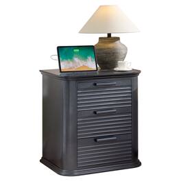 Forest'nSky - Wood 3 drawer 22 in. Wide Chest of Drawers with Charging Station for Living Room - Black