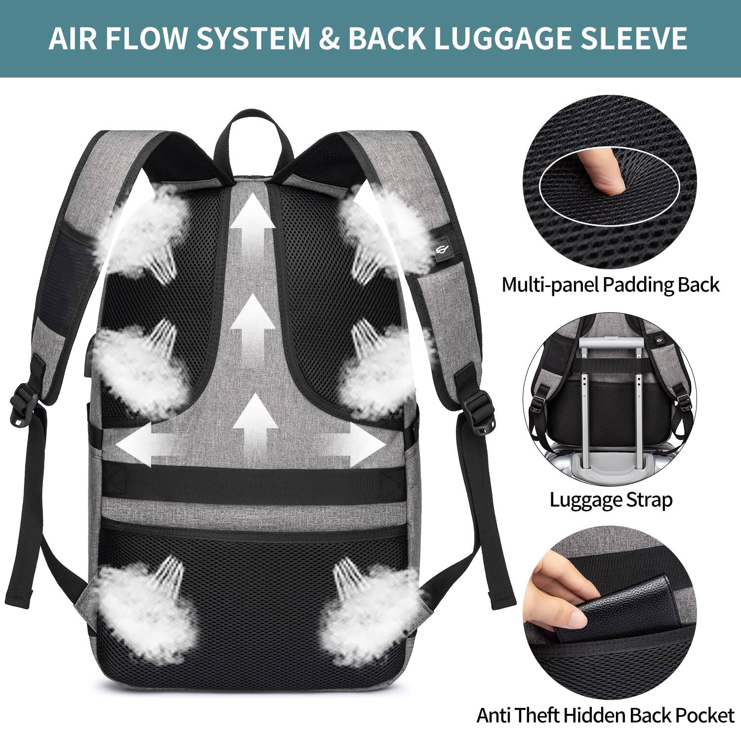Alt View 2. Live At Space - Large Travel Laptop Backpack Water Resistant Anti theft 17inch Bag With Usb Charging Port And Lock Big Business For Men - Black-15.6.