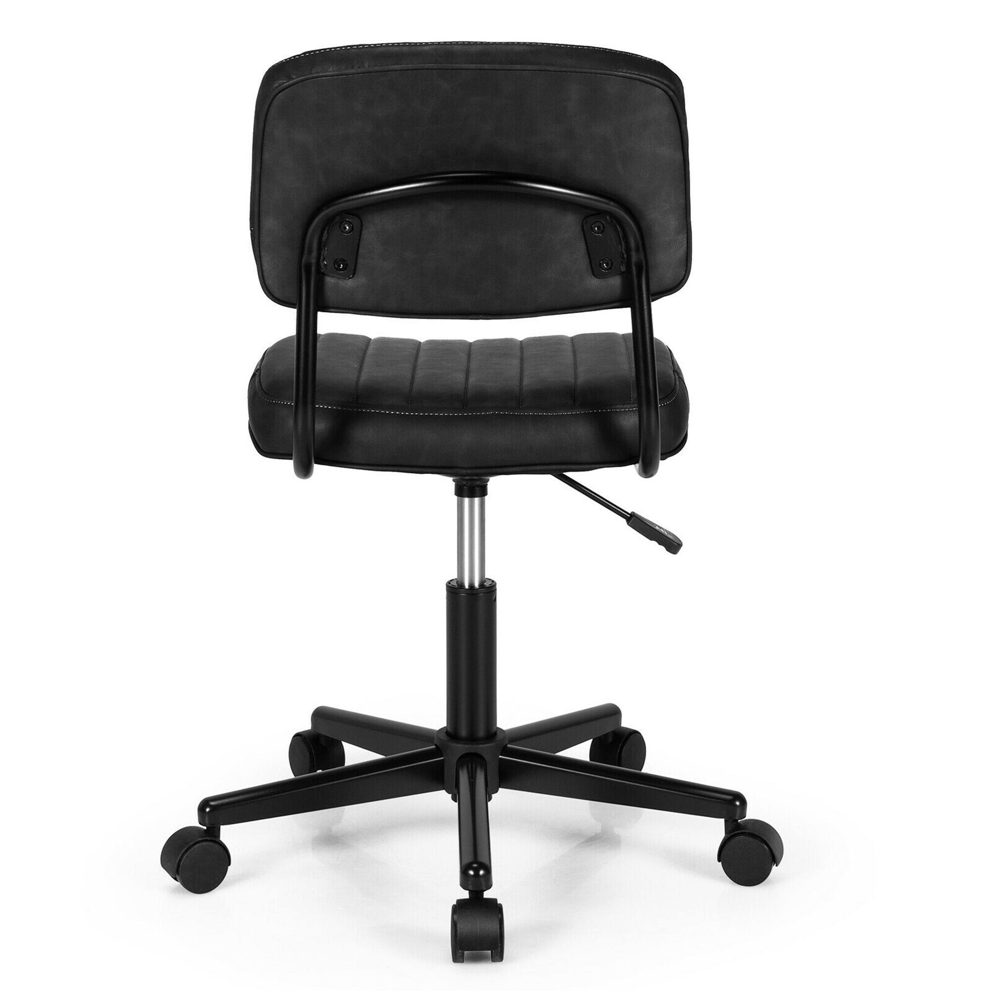 Alt View 17. Costway - PU Leather Adjustable Swivel Office Chair with Backrest - Black.