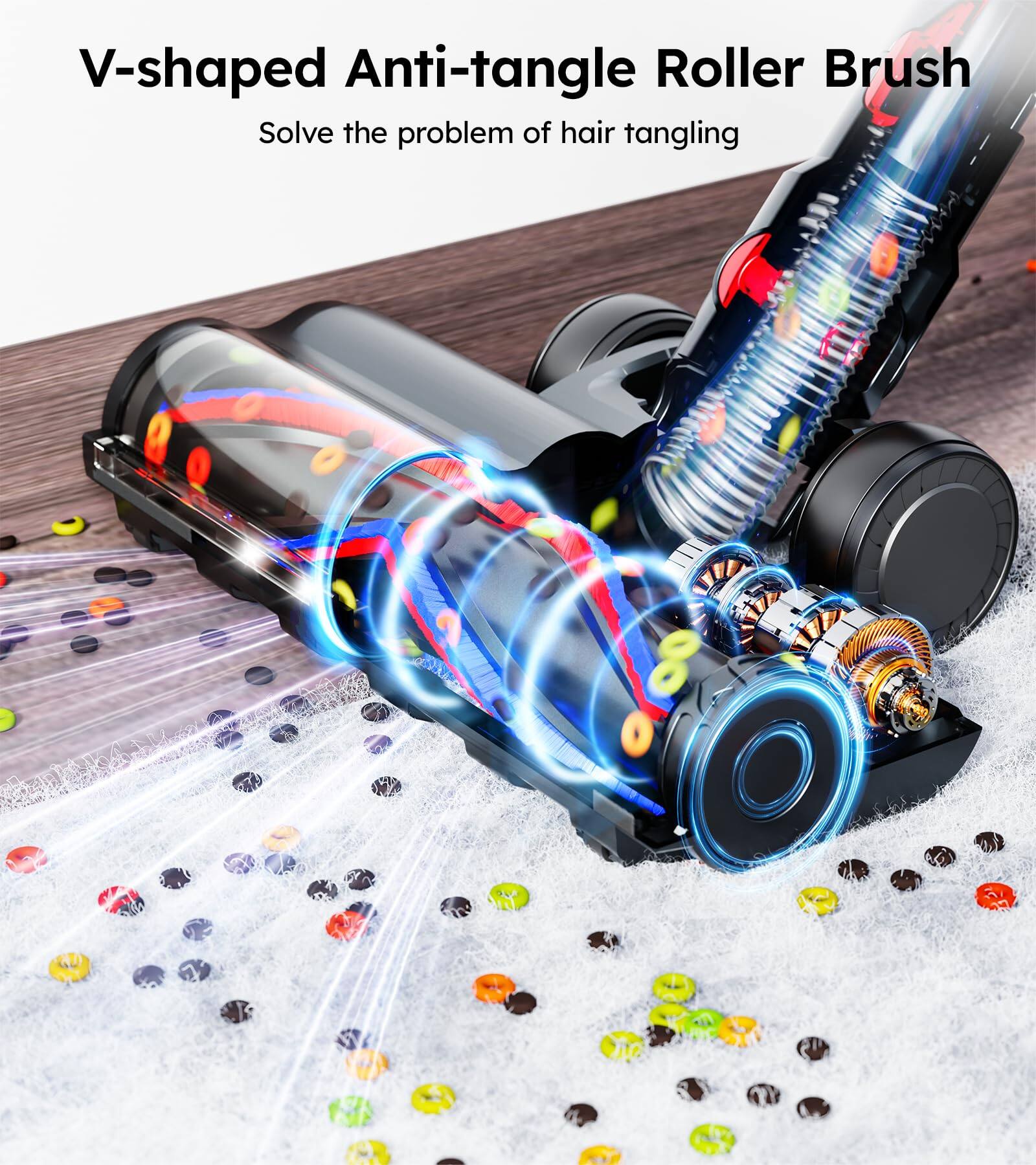 V-shaped Anti-tangle Roller Brush  
Solve the problem of hair tangling