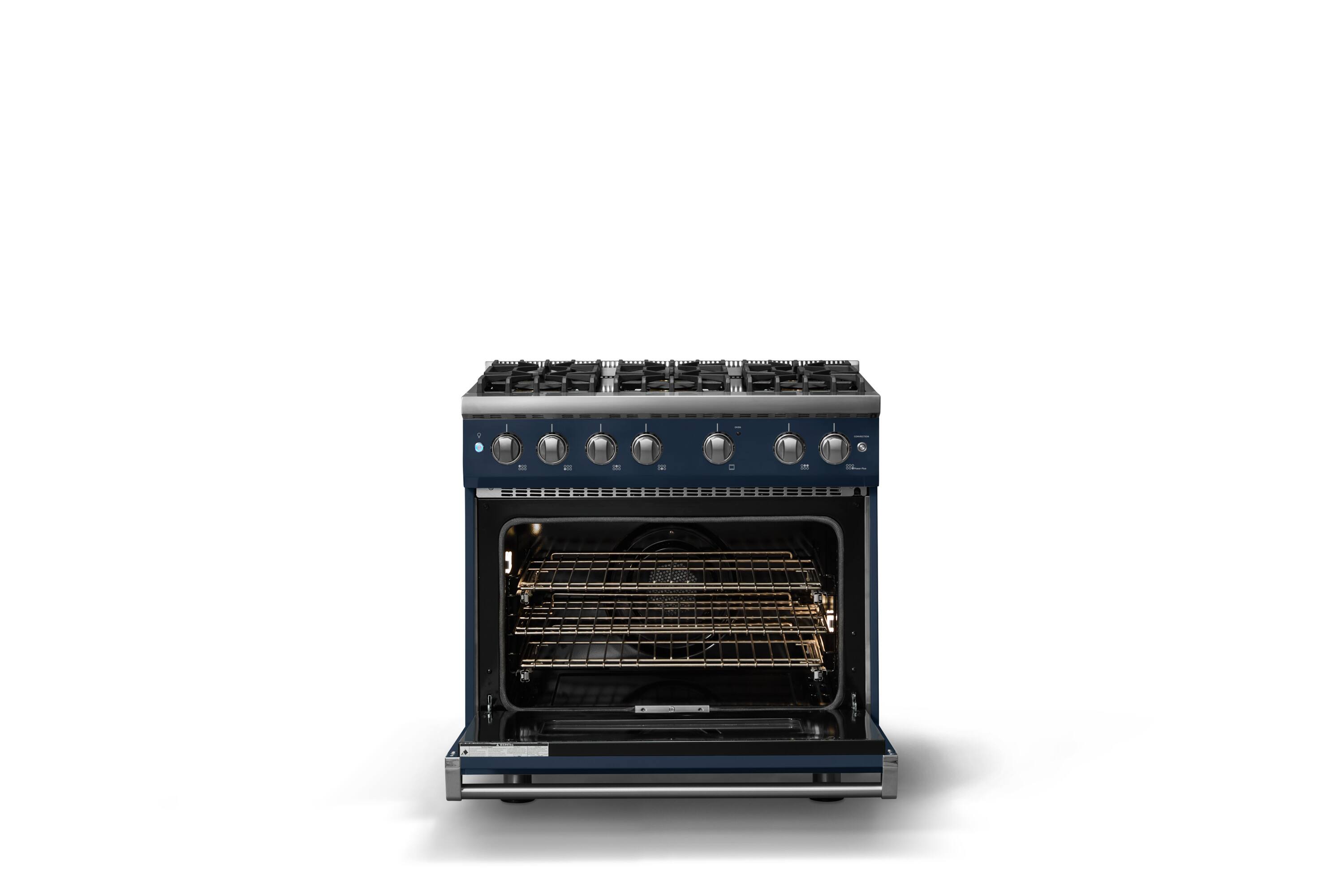 Alt View 2. Viking - Pro 5 Series 5.1 Cu. Ft. Freestanding Sealed 6 Burner Gas Convection Range - Slate Blue - Slate Blue.