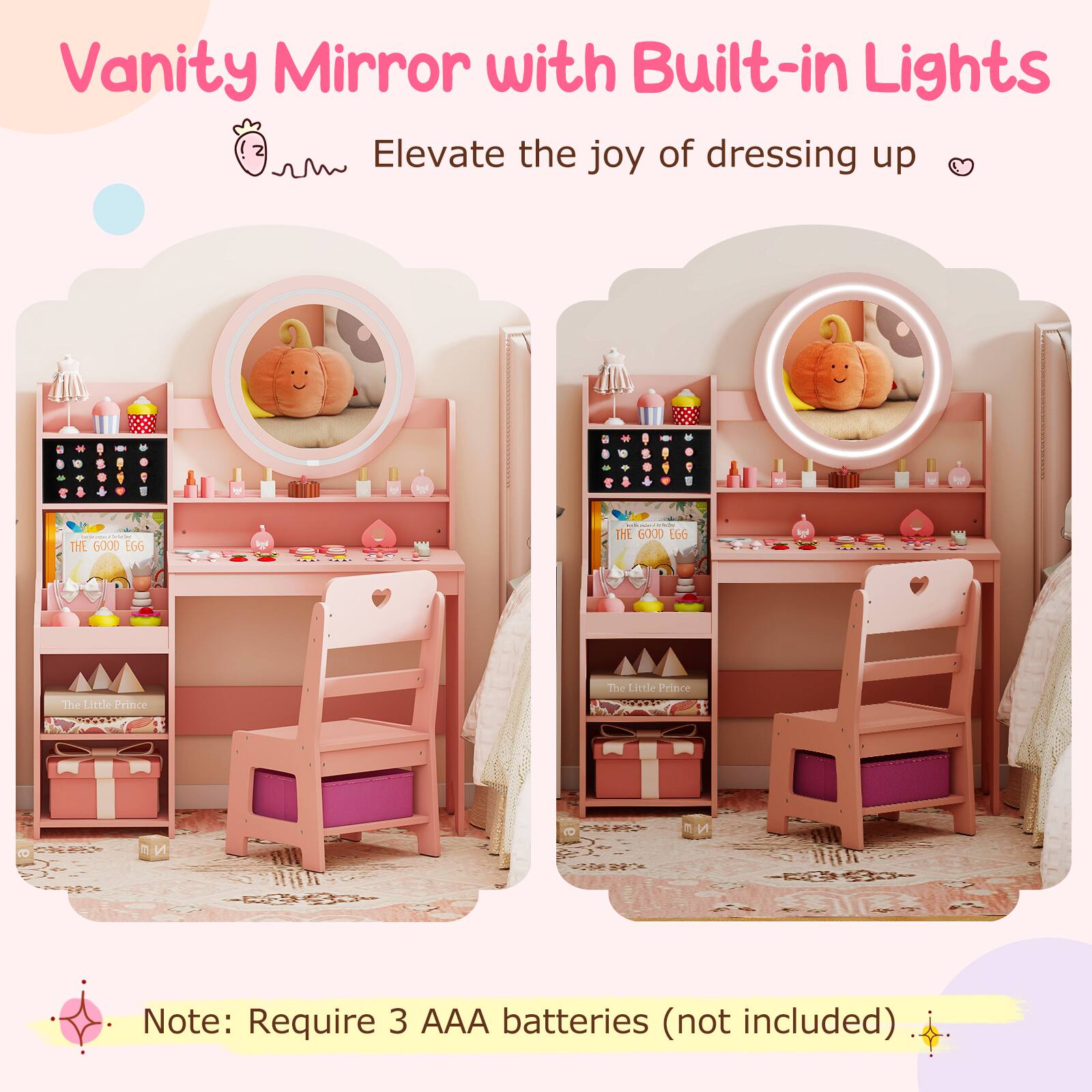 Vanity Mirror with Built-in Lights  
Elevate the joy of dressing up  

THE GOOD EGG  
The Little Prince  

Note: Require 3 AAA batteries (not included)