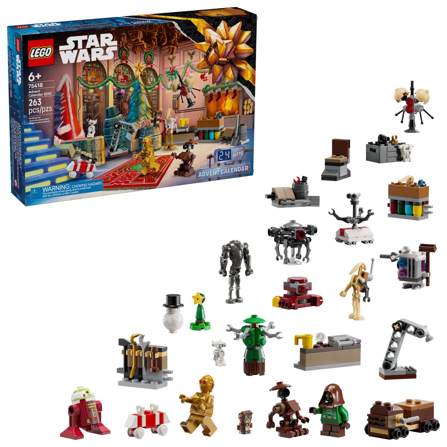 LEGO
STAR WARS
6+
75418
Advent Calendar 2025
263 pcs/pzs
WARNING: CHOKING HAZARD - Small parts. Not for children under 3 years.
ADVENT CALENDAR
4 GIFTS