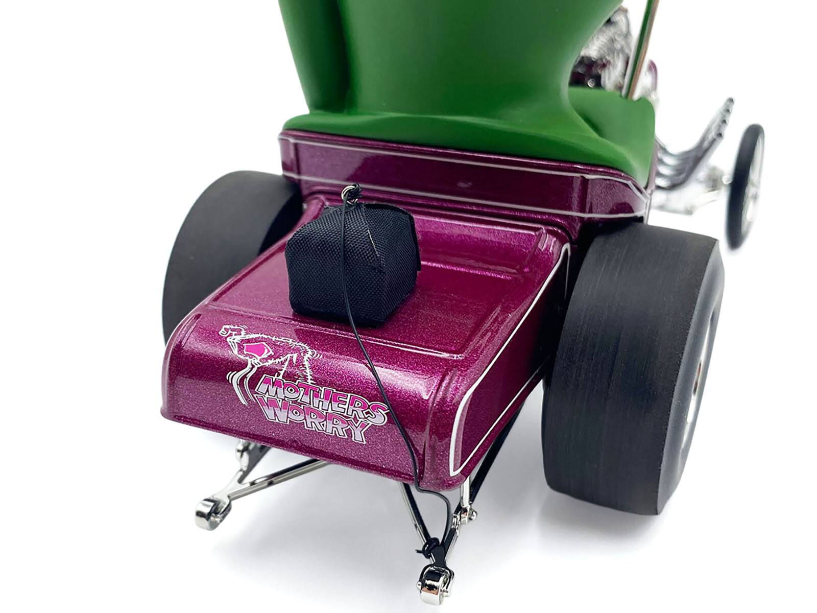 Left. ACME - Rat Fink T-Bucket "Mother's Worry" Purple Metallic with Figure Limited Edition to 516 pieces Worldwide 1/18 - Purple Metallic with Figure.