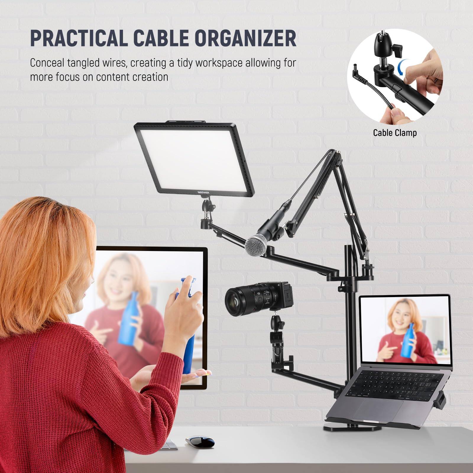 PRACTICAL CABLE ORGANIZER

Conceal tangled wires, creating a tidy workspace allowing for more focus on content creation

Cable Clamp