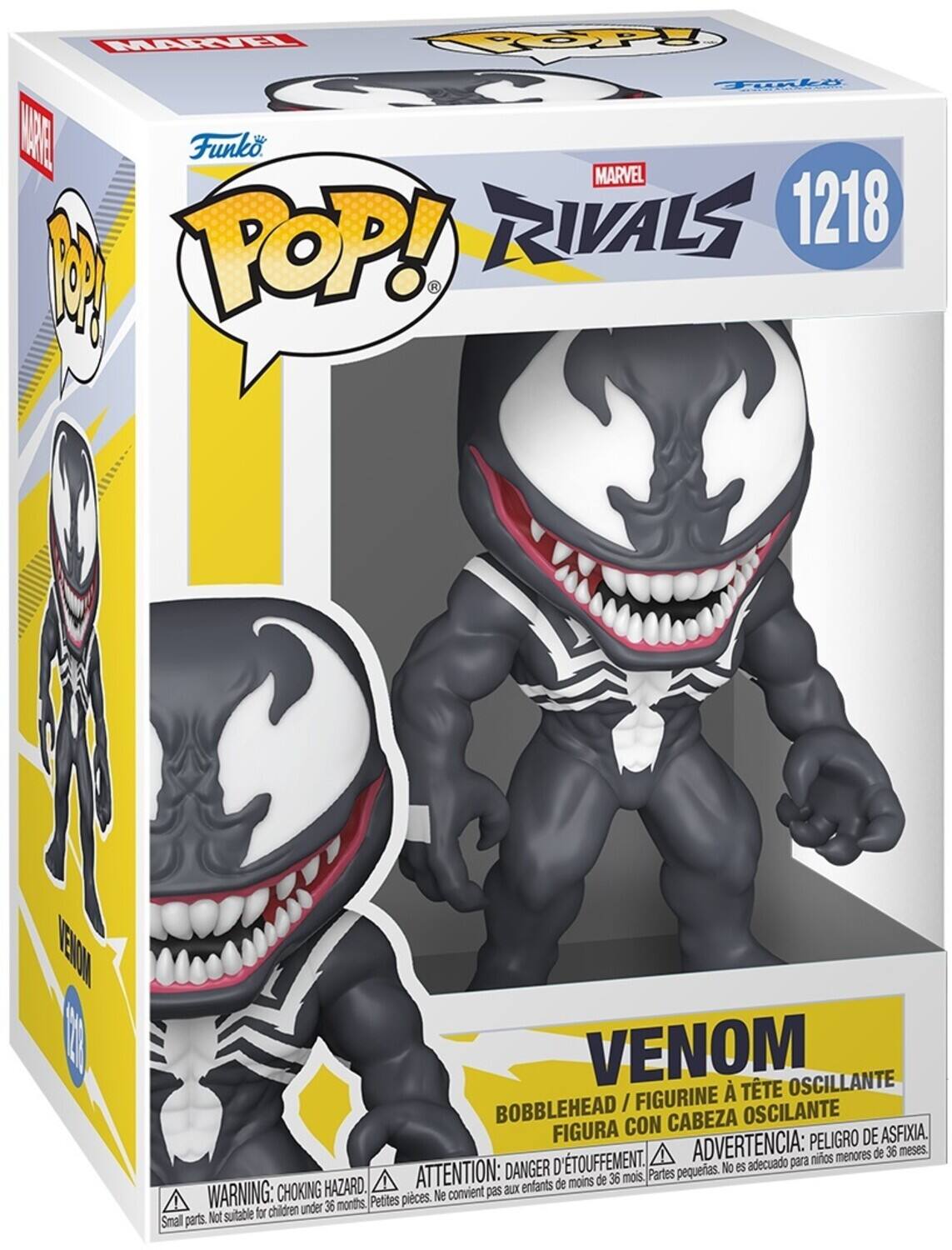 MARVEL RIVALS 1218 MARVEL POP! R VENOM TTE OSCILLANTE / FIGURINE À TÊTE OSCILLANTE FIGURA CON CABEZA OSCILANTE BOBBLEHEAD / FIGURINE À TÊTE OSCILLANTE ADVERTENCIA: PELIGRO DE ASFIXIA. ATTENTION: DANGER D'ÉTOUFFEMENT. WARNING: CHOKING HAZARD. Small parts. Not suitable for children under 36 months.