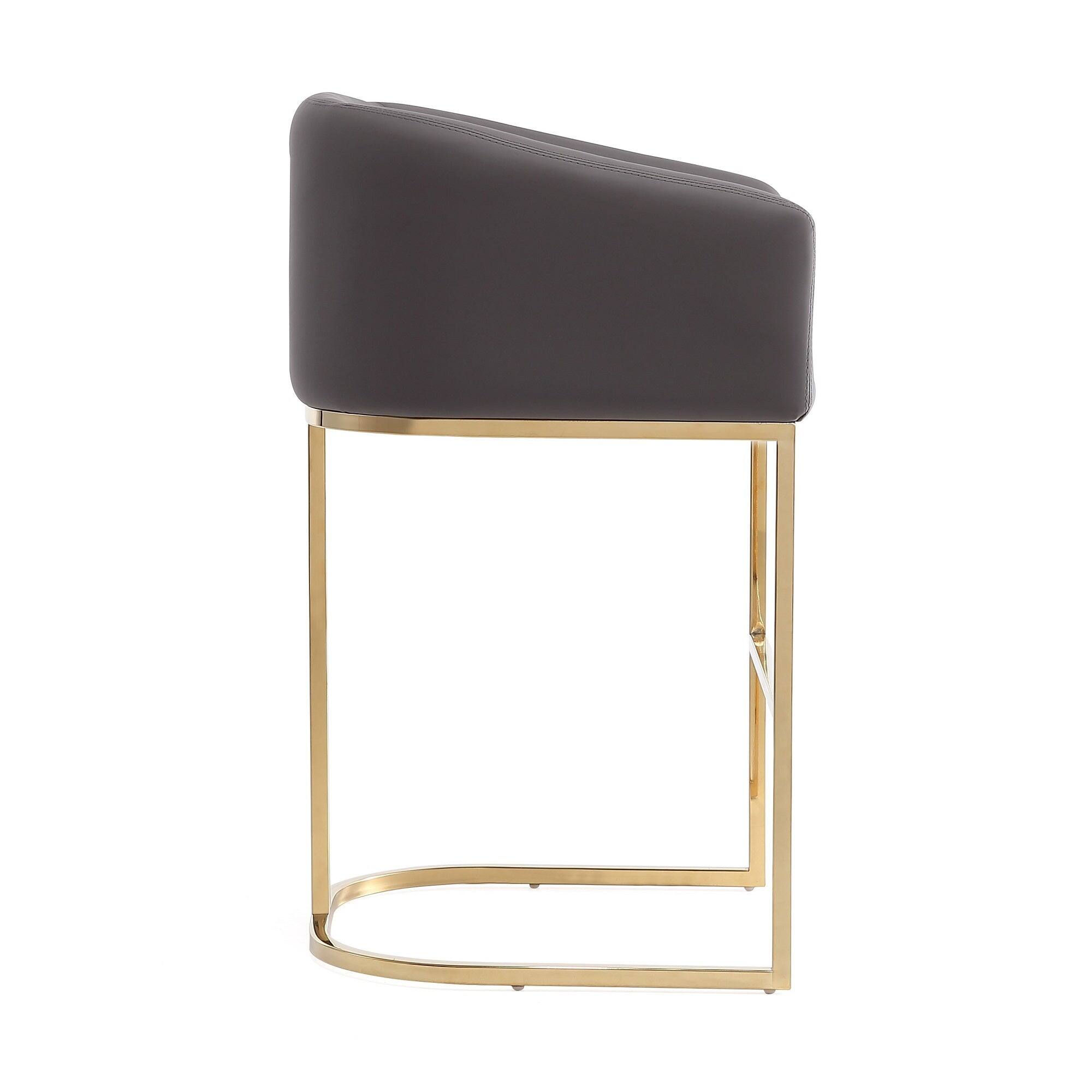 Alt View 1. Manhattan Comfort - Louvre Mid-Century Modern Metal Upholstered Counter Stool - Gray.