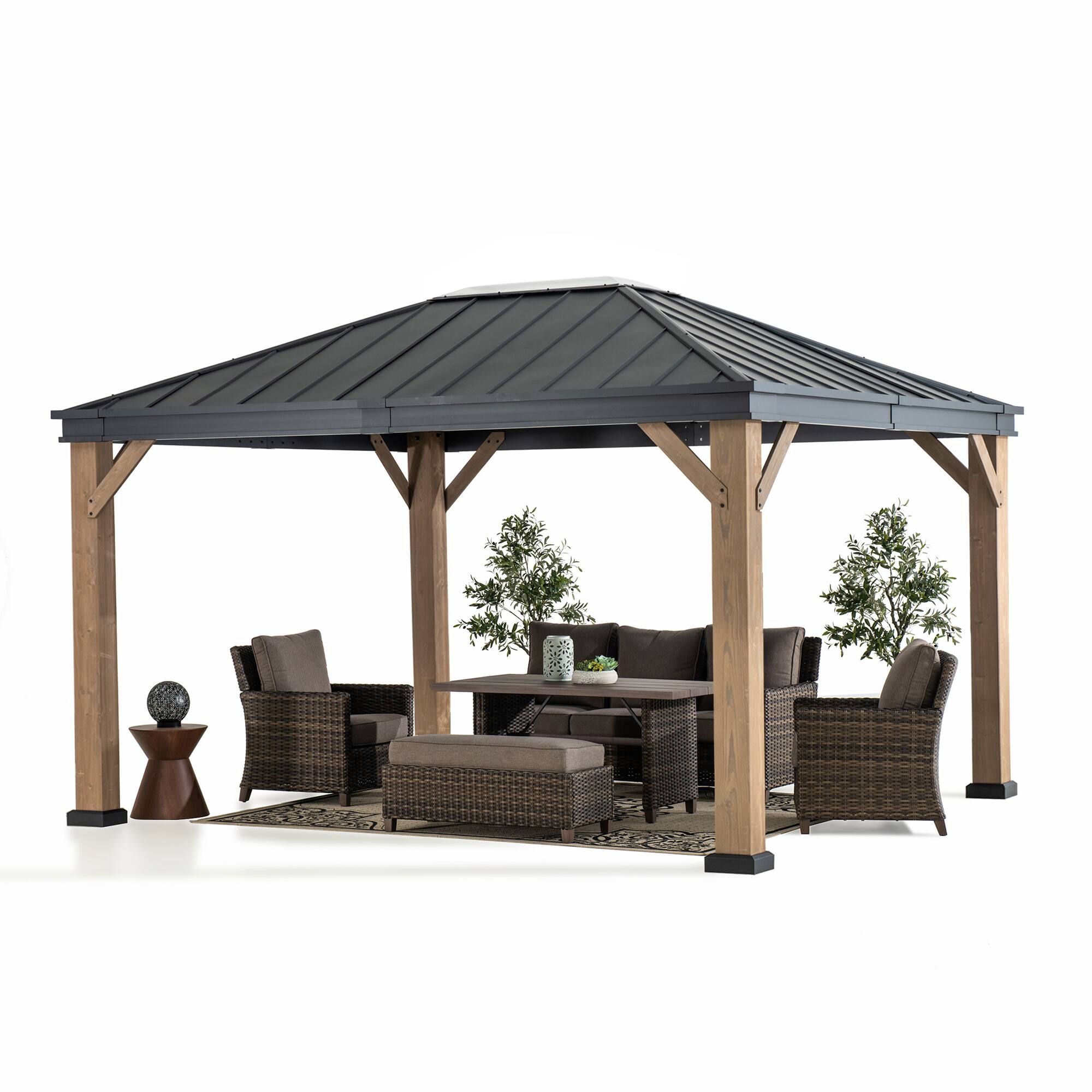 Alt View 7. SUNJOY - Sunjoy Cedarville 11 ft. x 13 ft. Hardtop Gazebo - Black.