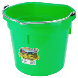 Little Giant - Flat Back Plastic Animal Feed Bucket, Metal Handle, 20 Qt, Lime - LIMEGREEN