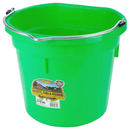 DURAFLEX FLATBACK DESIGN BUCKETS, A IMPACT RESISTANT TUBS & FEEDERS STABLE TESTED SINCE TOUGH FLATSACK PALSIRIY X 19E1 20 1O9 QUART UMEGRIEN 306 TECAt1